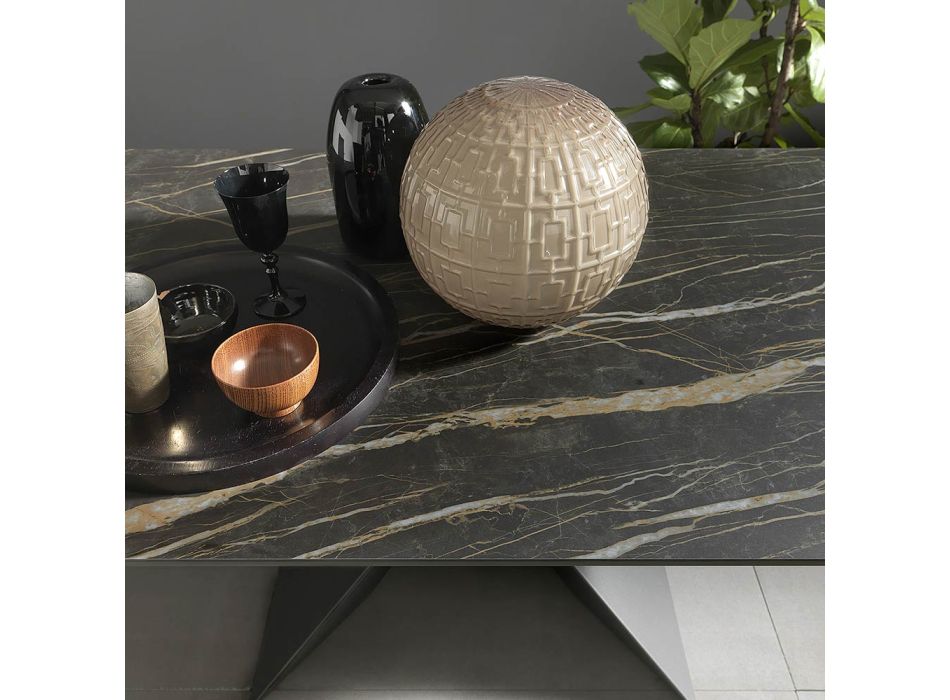 Tavolo da Pranzo Allungabile Fino a 298 cm in Ceramica Made in Italy - Anaconda Viadurini