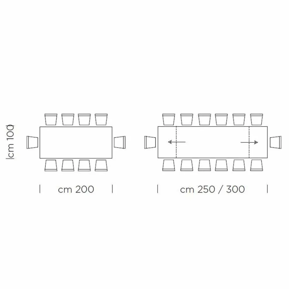 Tavolo da Pranzo Allungabile Fino a 300 cm in Laminato Made in Italy - Grotta Viadurini