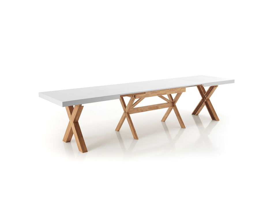 Tavolo da Pranzo Allungabile Fino a 315 cm in Legno Massello - Massimo Viadurini
