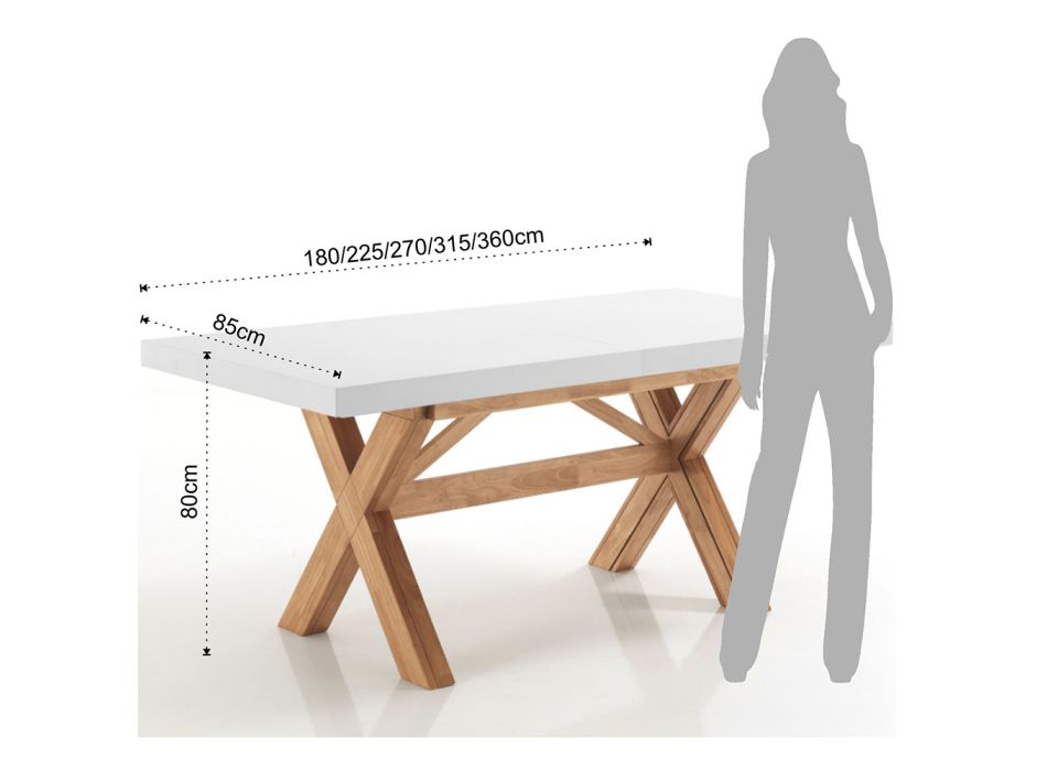 Tavolo da Pranzo Allungabile Fino a 315 cm in Legno Massello - Massimo Viadurini