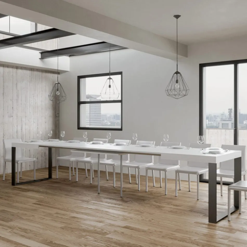 Tavolo da Pranzo Allungabile in Legno Nobilitato e Ferro Made in Italy - Badesi Viadurini