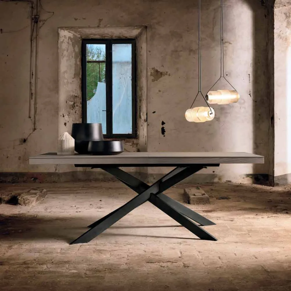 Tavolo da pranzo allungabile in legno rovere L315cm made Italy Oncino Viadurini