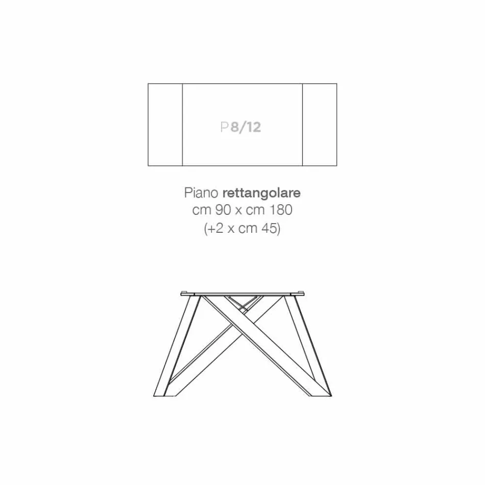 Tavolo da pranzo allungabile in vetroceramica fatto in Italia, Wilmer Viadurini