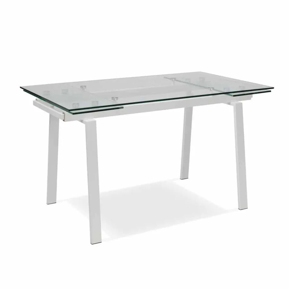 Tavolo da pranzo allungabile moderno in vetro, L140/200x P80 cm, Nardo Viadurini