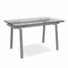 Tavolo da pranzo allungabile moderno in vetro, L140/200x P80 cm, Nardo Viadurini