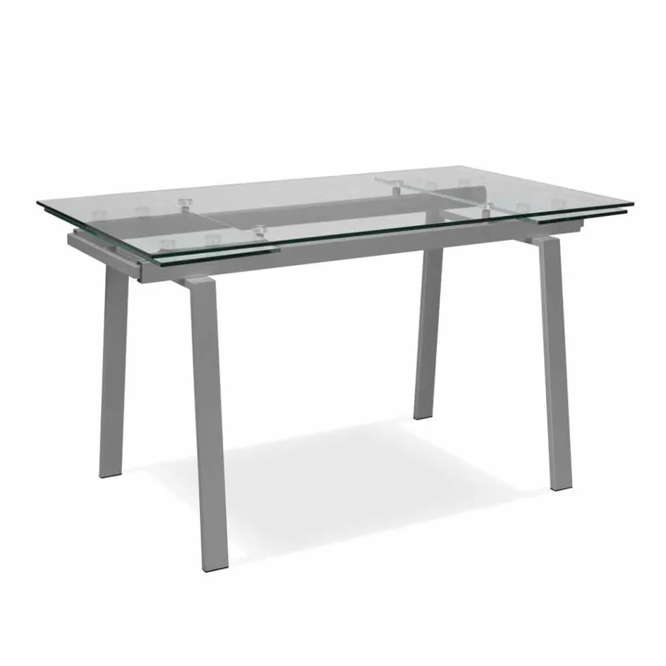Tavolo da pranzo allungabile moderno in vetro, L140/200x P80 cm, Nardo Viadurini