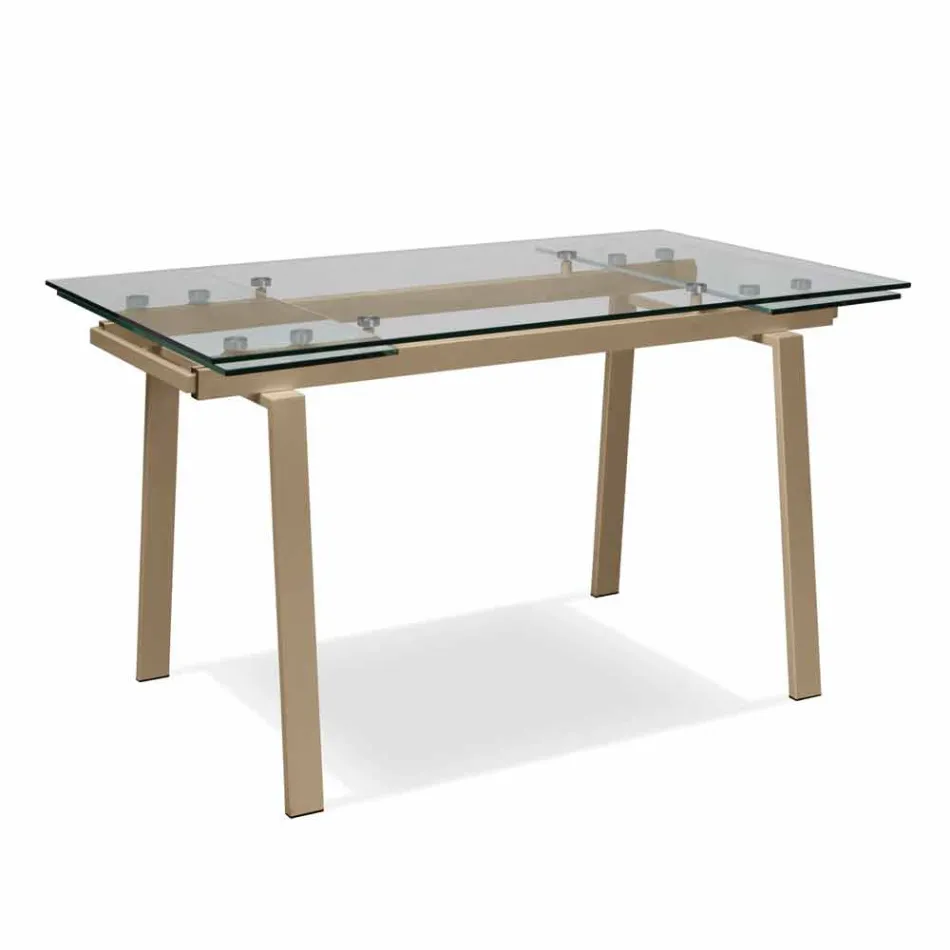 Tavolo da pranzo allungabile moderno in vetro, L140/200x P80 cm, Nardo Viadurini