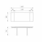 Tavolo da pranzo allungabile moderno in vetro, L140/200x P80 cm, Nardo Viadurini