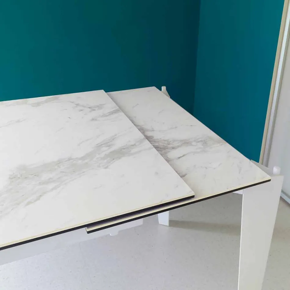 Tavolo da pranzo allungabile vetro-ceramica, 120/170xP80 cm, Bino Viadurini