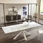 Tavolo da pranzo allungabile vetro-ceramica, l.160/240xp.90 cm, Bacco Viadurini