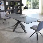 Tavolo da pranzo allungabile vetro-ceramica, l.160/240xp.90 cm, Bacco Viadurini