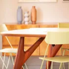 Tavolo da Pranzo Artigianale in Hpl e Mogano Massello Made in Italy - Quercia Viadurini