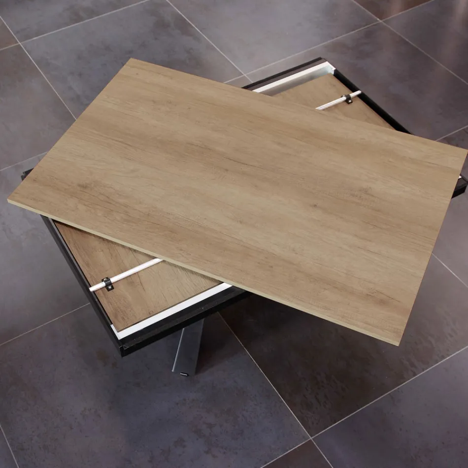 Tavolo da Pranzo che si Allunga e si Allarga in Nobilitato e Metallo - Devendra Viadurini