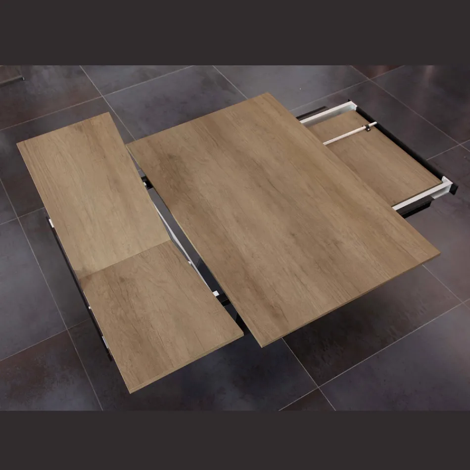 Tavolo da Pranzo che si Allunga e si Allarga in Nobilitato e Metallo - Devendra Viadurini