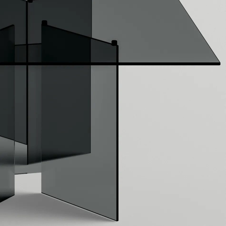 Tavolo da Pranzo con Base e Piano Rettangolare in Vetro Made in Italy - Thommy Viadurini