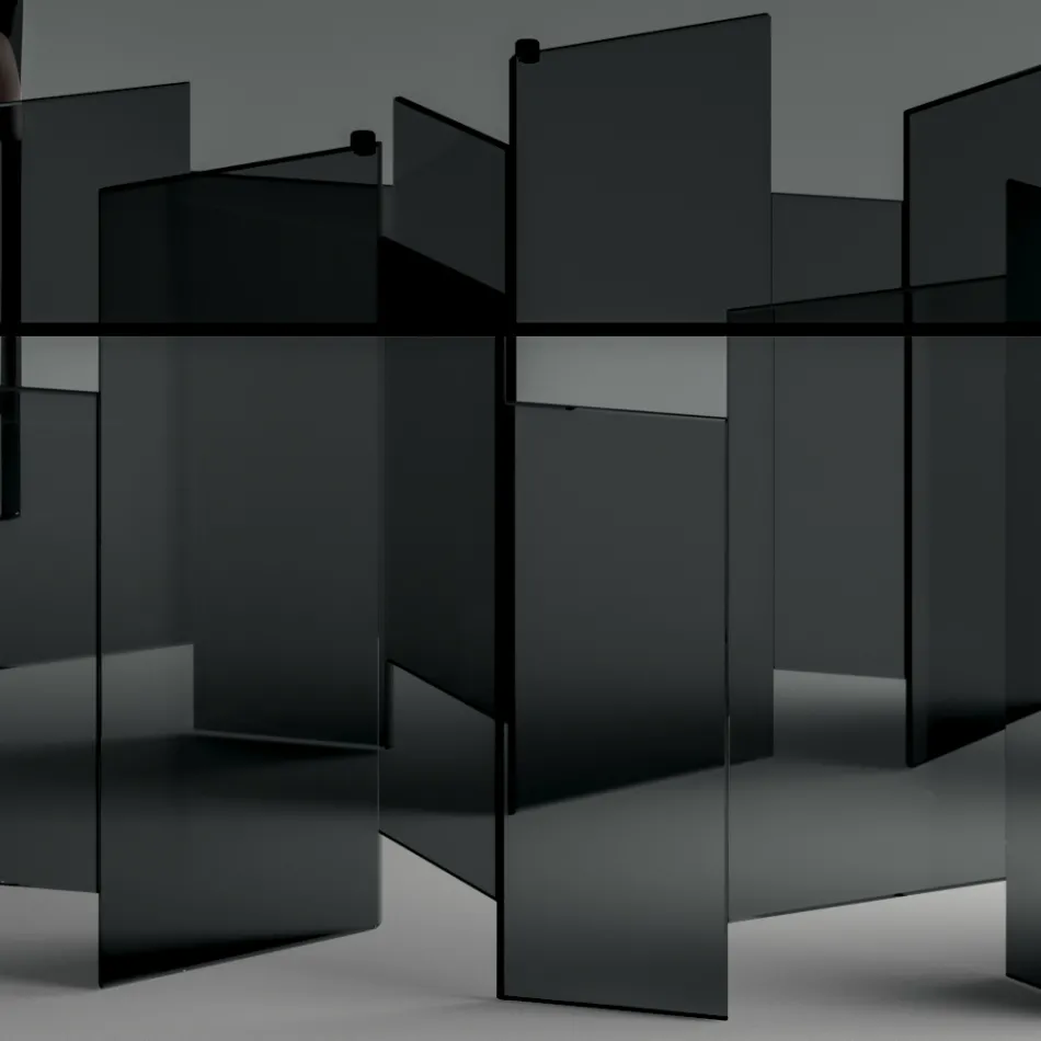 Tavolo da Pranzo con Base e Piano Rettangolare in Vetro Made in Italy - Thommy Viadurini