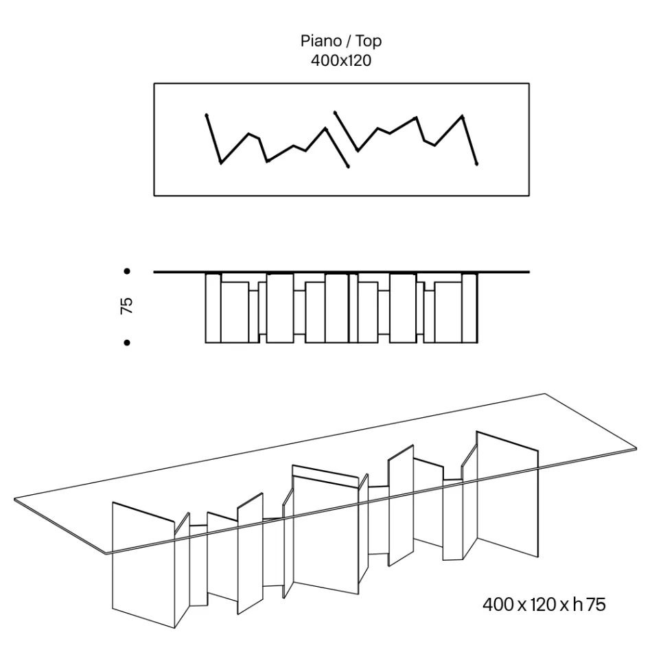 Tavolo da Pranzo con Base e Piano Rettangolare in Vetro Made in Italy - Thommy Viadurini