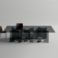 Tavolo da Pranzo con Base e Piano Rettangolare in Vetro Made in Italy - Thommy