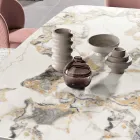 Tavolo da Pranzo con Piano in Ceramica Effetto Marmo Made in Italy - Mirco Viadurini