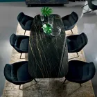 Tavolo da Pranzo con Piano in Ipermarmo Made in Italy Pregiato - Settimmio Viadurini