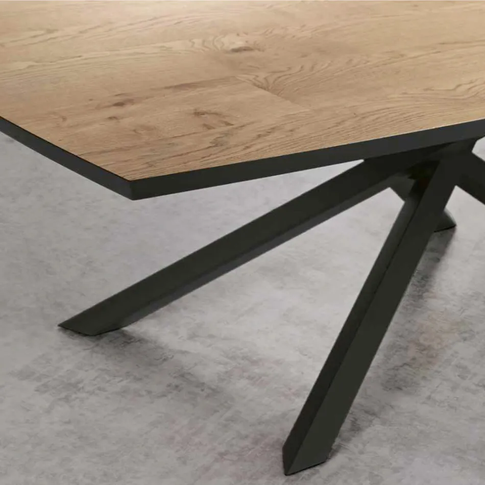 Tavolo da Pranzo con Piano in Rovere Impiallacciato Made in Italy - Antonino Viadurini