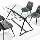 Tavolo da pranzo con piano in vetro temperato trasparente - Thor Viadurini
