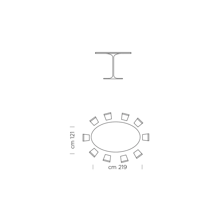 Tavolo da Pranzo con Piano Ovale Impiallacciato Made in Italy Pregiato - Dollars Viadurini