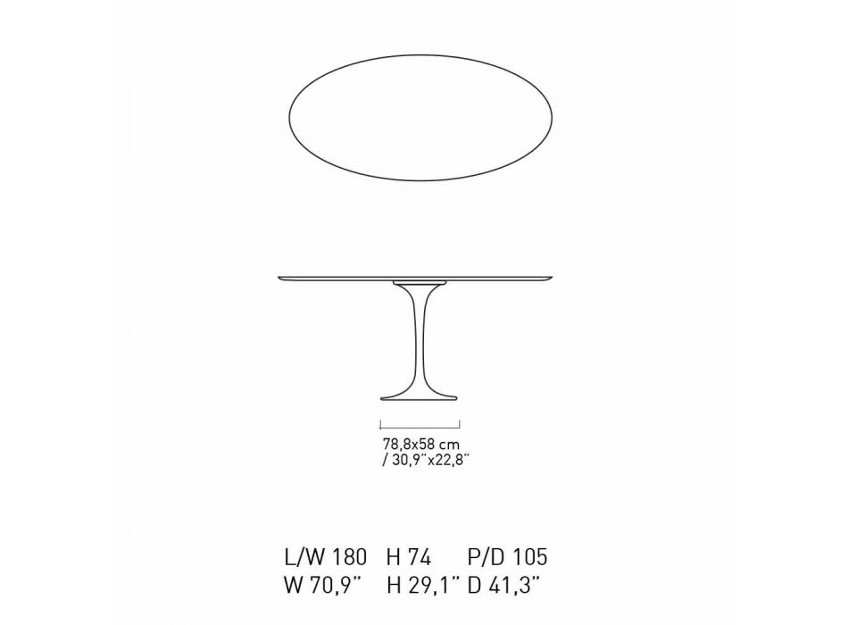Tavolo da Pranzo con Piano Ovale in Marmo Realizzato in Italia - Superbo Viadurini