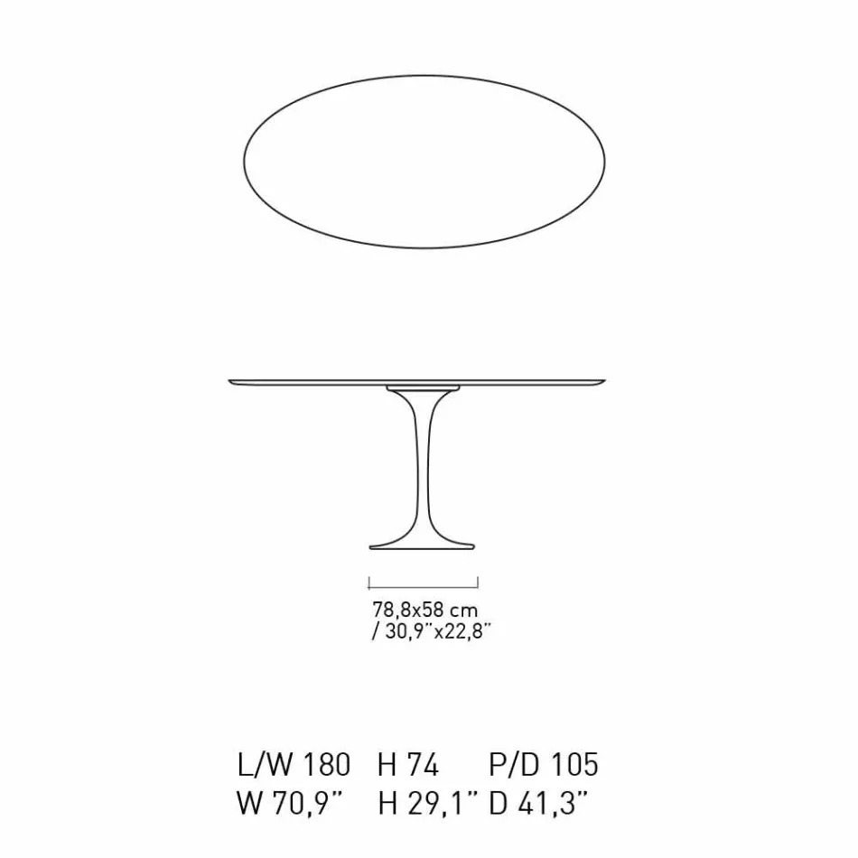Tavolo da Pranzo con Piano Ovale in Marmo Realizzato in Italia - Superbo Viadurini