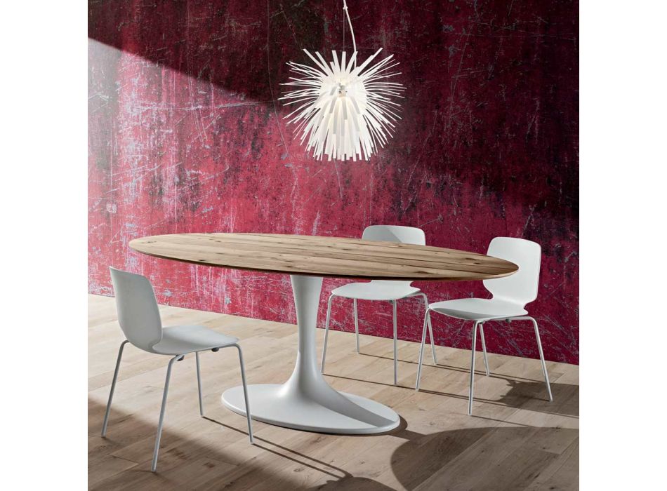 Tavolo da Pranzo con Piano Ovale in Multistrato Made in Italy - Brontolo Viadurini