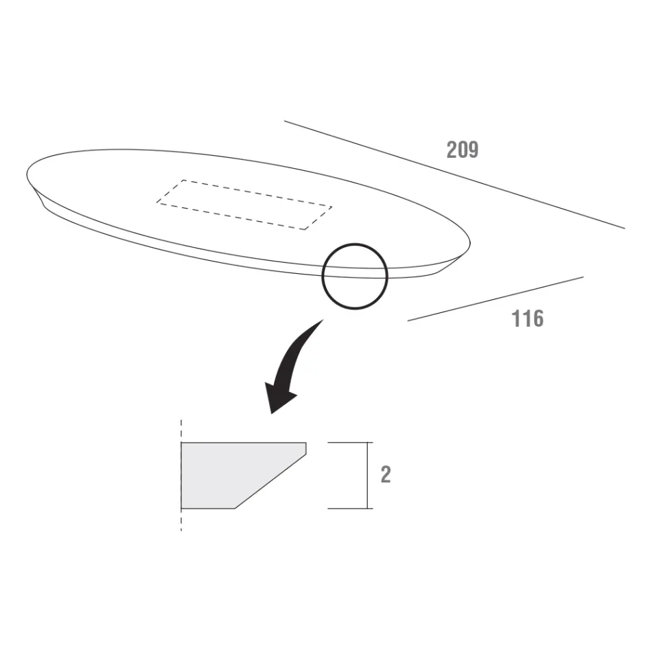 Tavolo da Pranzo con Piano Ovale in Multistrato Made in Italy - Brontolo Viadurini