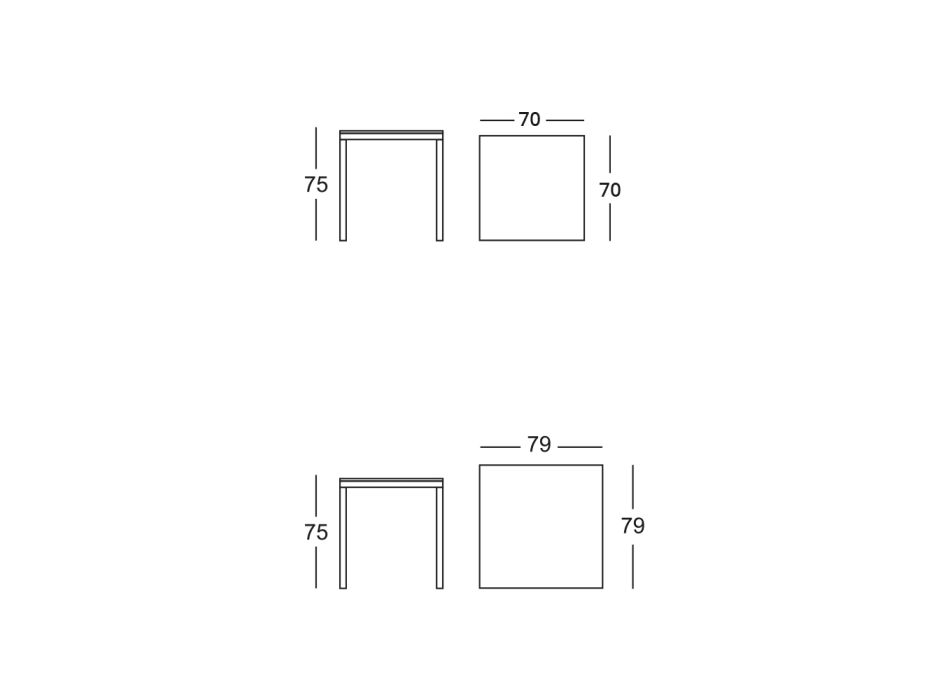 Tavolo da Pranzo con Piano Quadrato in Stratificato Made in Italy - Rondo Viadurini