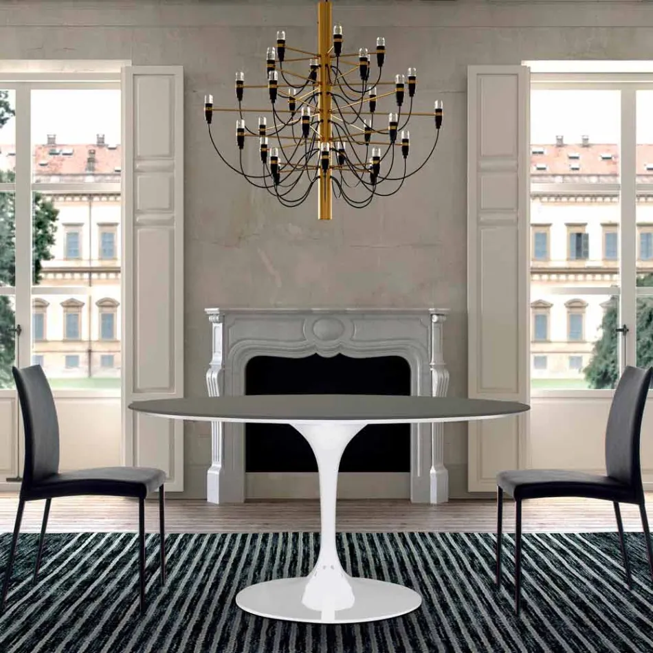 Tavolo da Pranzo con Piano Rotondo in Fenix Made in Italy Alta Qualità - Dollars Viadurini