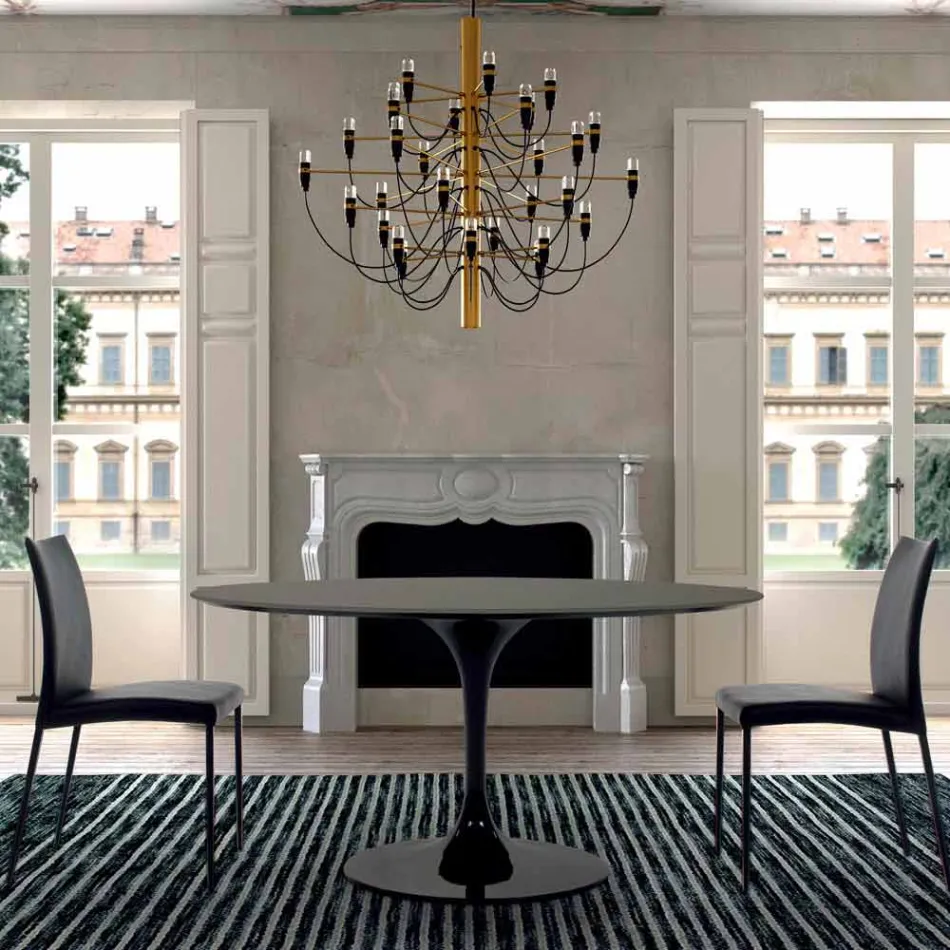 Tavolo da Pranzo con Piano Rotondo in Fenix Made in Italy Alta Qualità - Dollars Viadurini