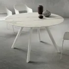 Tavolo da Pranzo con Piano Rotondo in Laminam Realizzato in Italia - Lingotto Viadurini