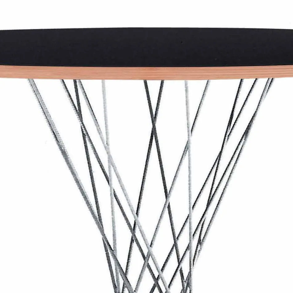 Tavolo da Pranzo con Piano Rotondo in Laminato Nero Made in Italy - Plaza Viadurini