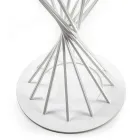 Tavolo da Pranzo con Piano Rotondo in Vetro Temperato e Base in Acciaio - Mileto Viadurini