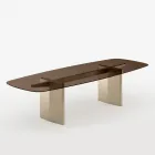 Tavolo da Pranzo da 320 cm in Vetro e Metallo di Design Made in Italy - Opalia Viadurini