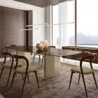 Tavolo da Pranzo da 320 cm in Vetro e Metallo di Design Made in Italy - Opalia Viadurini