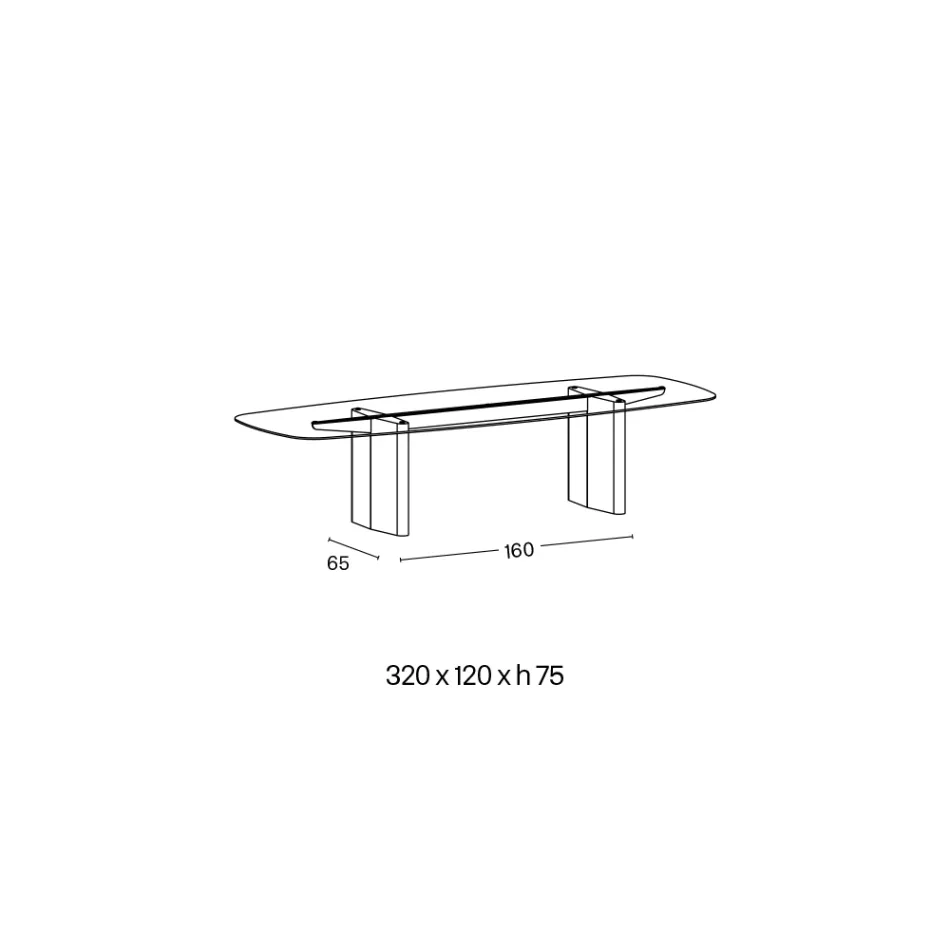 Tavolo da Pranzo da 320 cm in Vetro e Metallo di Design Made in Italy - Opalia Viadurini
