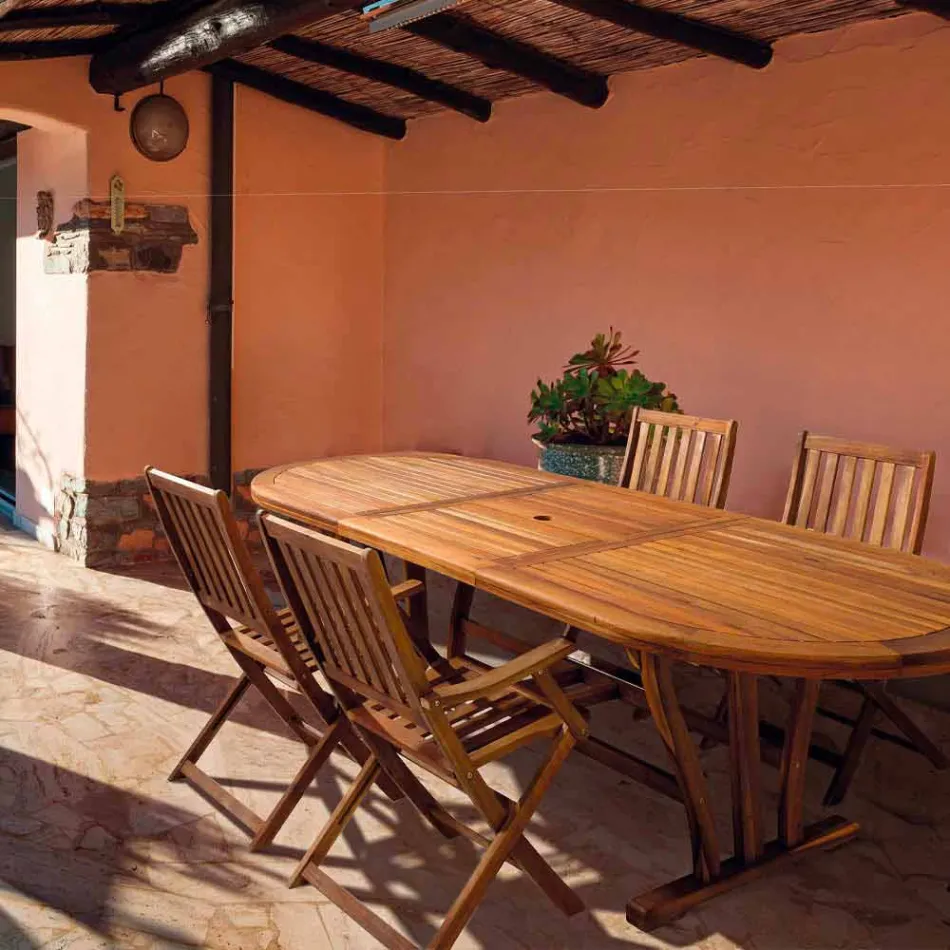 Tavolo da Pranzo da Esterno Allungabile Fino a 240 cm in Legno - Kaley Viadurini