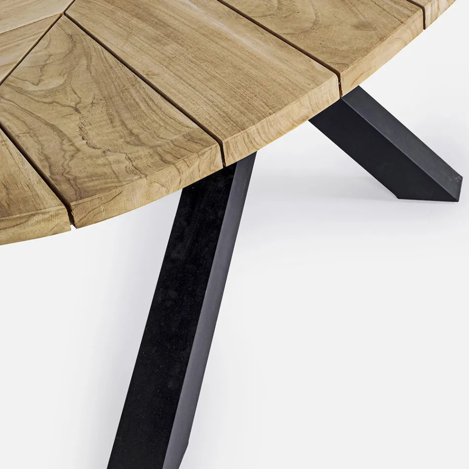 Tavolo da Pranzo da Esterno con Piano Ovale in Teak, Homemotion - Selenia Viadurini