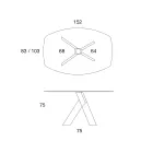 Tavolo da Pranzo da Salotto Piano in Vetro e Gambe in Legno - Botanico Viadurini