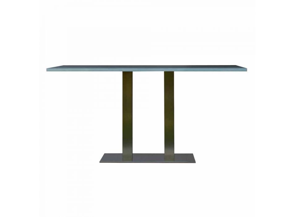 Tavolo da pranzo design con piano in pietra laminato, 160x90cm, Newman Viadurini