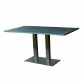 Tavolo da pranzo design con piano in pietra laminato, 160x90cm, Newman