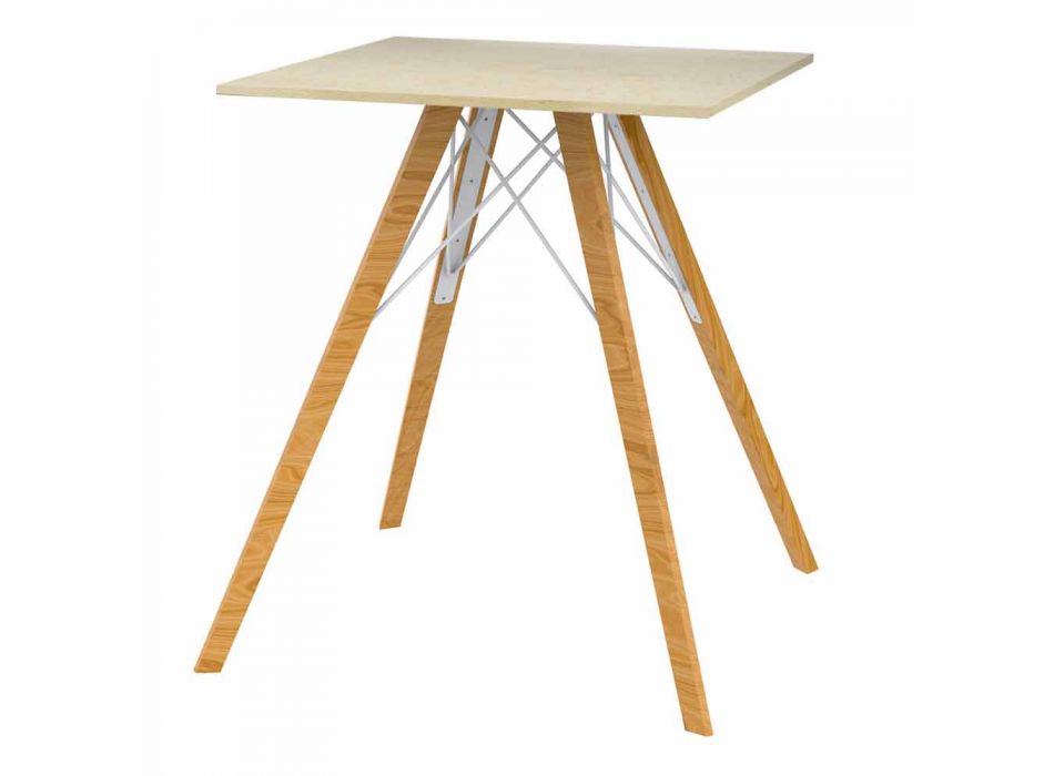 Tavolo da Pranzo Design in Legno e Dekton Quadrato 4 Pezzi - Faz Wood by Vondom Viadurini