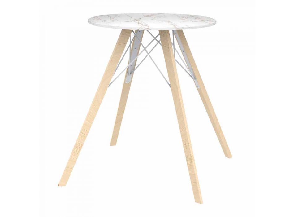 Tavolo da Pranzo Design in Legno e Dekton Quadrato 4 Pezzi - Faz Wood by Vondom Viadurini