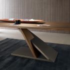 Tavolo da Pranzo Design in Metallo Piano in Legno Noce Canaletto - Zorato Viadurini