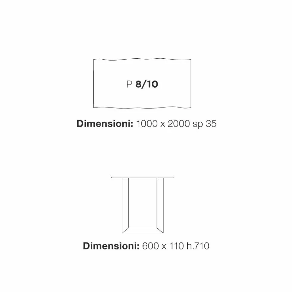 Tavolo da pranzo design moderno 100x200 cm in legno e metallo Flora Viadurini