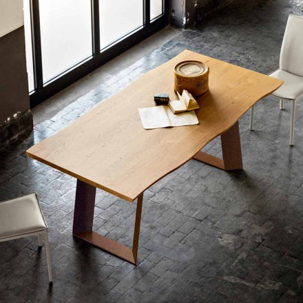 Tavolo da pranzo design moderno 100x200 cm in legno e metallo Flora Viadurini